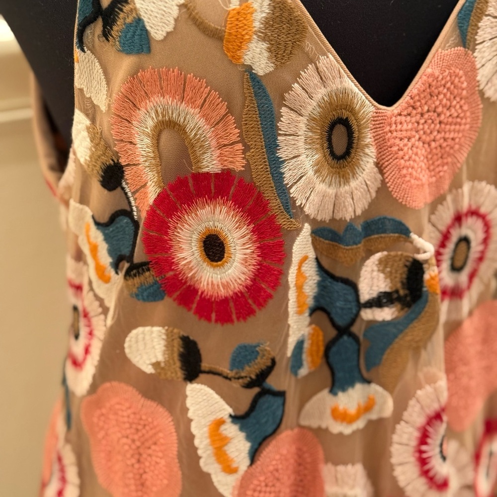 ELLIATT Revolve Floral Embroidered Nude + Pink V-Neck Maxi Evening Dress $489 - Picture 6 of 16